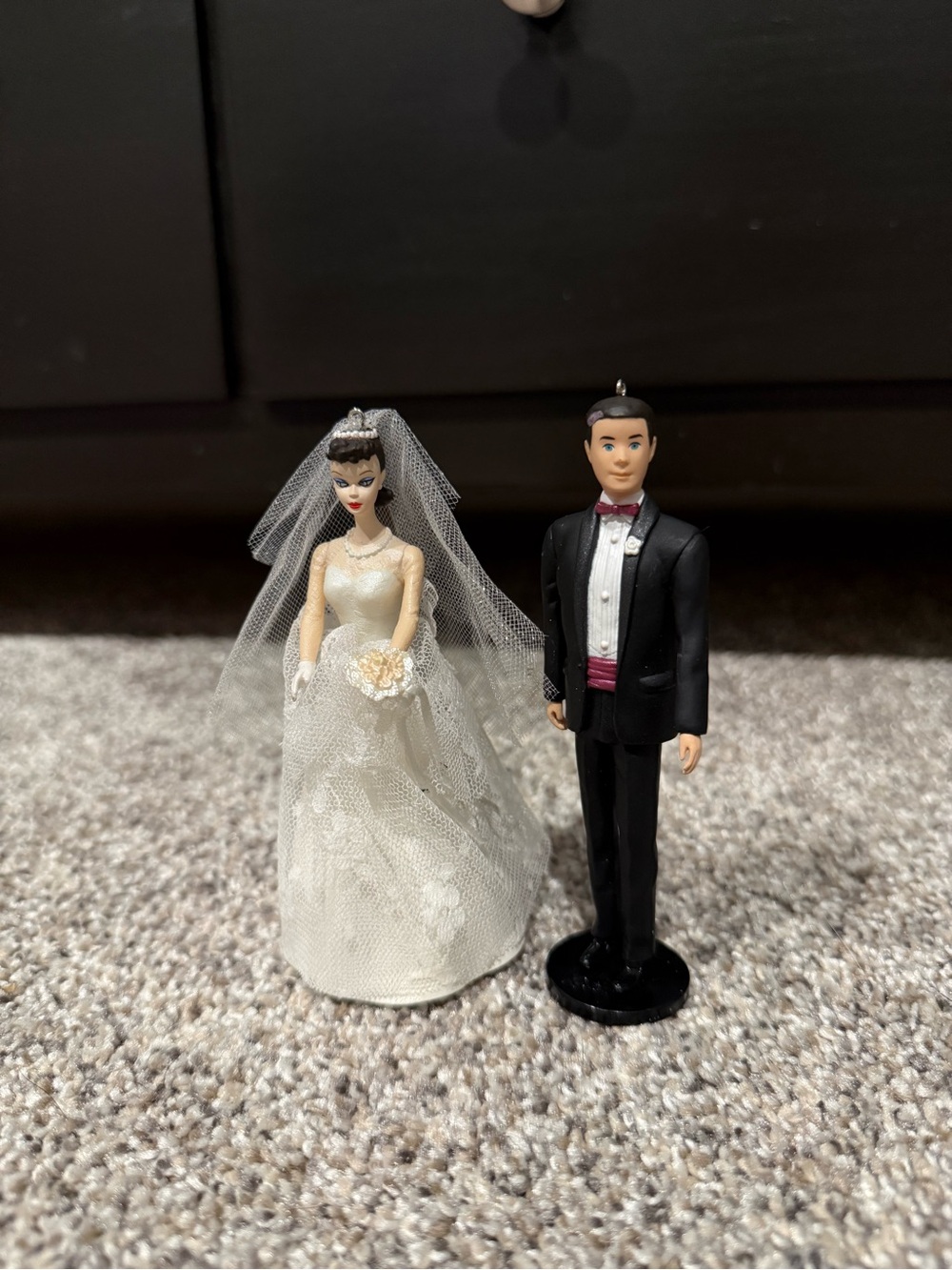 Vintage 1997 Mattel Barbie and Ken Bride and Groom Hallmark Keepsake Ornaments
